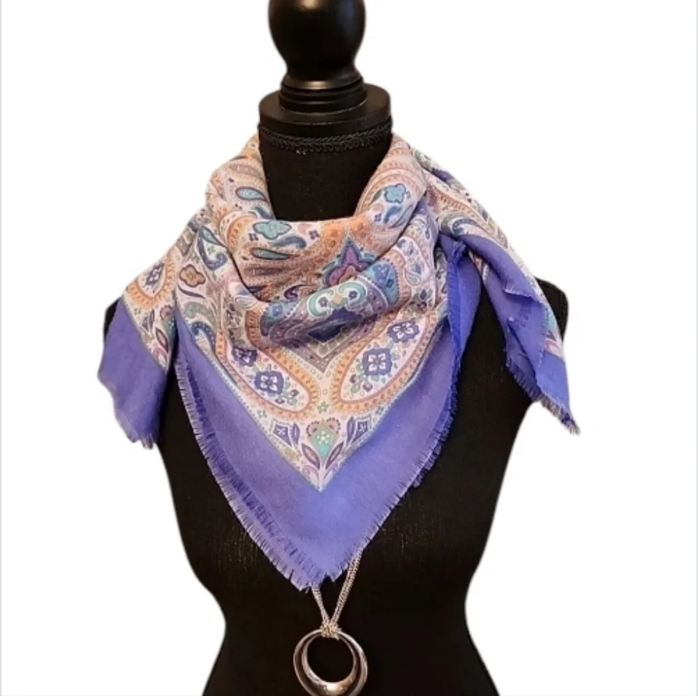 Vintage Specialty House Inc Paisley Square Scarf Made in Italy Purple Boho